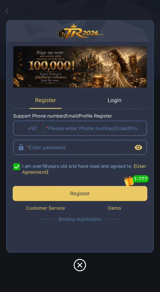 TR2026 GAME REGISTER AND LOGIN PROCESS