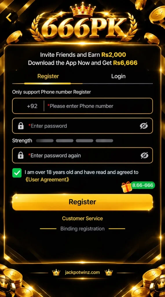 666PK register and login process